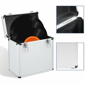 Grey Fabric 50 LP Record Storage Carry Case