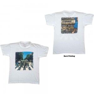The Beatles Unisex T-Shirt: Vintage Abbey Road (White) (Back Print) (Large)