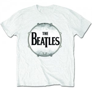The Beatles Unisex T-Shirt: Drumskin (White) (XX-Large)