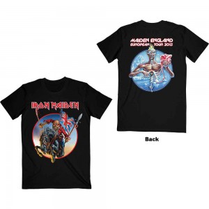 Iron Maiden Unisex T-Shirt: Euro Tour (Black) (Back Print) (Small)