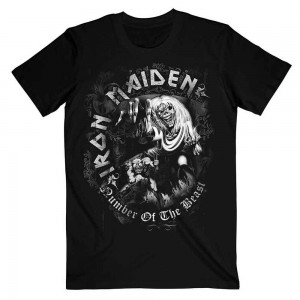 Iron Maiden Unisex T-Shirt: Number Of The Beast Grey Tone (Black) (XX-Large)