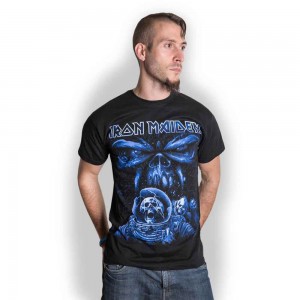 Iron Maiden Unisex T-Shirt: Final Frontier Blue Album Spaceman (Black) (XX-Large)