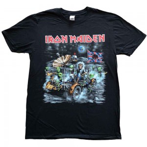 Iron Maiden Unisex T-Shirt: Knebworth Moon buggy (Black) (Small)