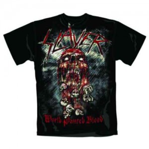Slayer Unisex T-Shirt: World Painted Blood Skull (Black) (Medium)