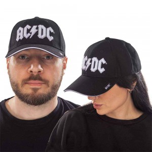 AC/DC Unisex Baseball Cap: White Logo (Black)
