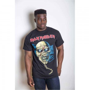 Iron Maiden Unisex T-Shirt: Piece of Mind Skull (Black) (Medium)