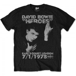 David Bowie Unisex T-Shirt: Heroes Earls Court (Black) (Large)