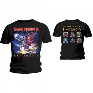 Iron Maiden Unisex T-Shirt: Legacy Beast Fight (Black) (Back Print) (Small)