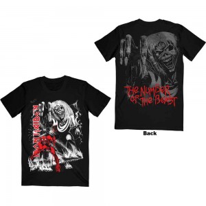 Iron Maiden Unisex T-Shirt: Number Of The Beast Jumbo (Black) (Back Print) (Small)