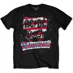 AC/DC Unisex T-Shirt: We Salute You Stripe (Black) (Medium)