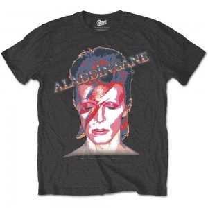 David Bowie Unisex T-Shirt: Aladdin Sane (Charcoal Grey) (Small)