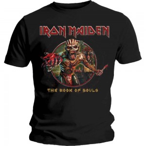 Iron Maiden Unisex T-Shirt: Book of Souls Eddie Circle (Black) (Medium)