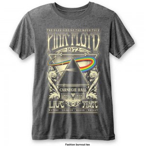 Pink Floyd Unisex Burnout T-Shirt: Carnegie Hall (Charcoal Grey) (Medium)
