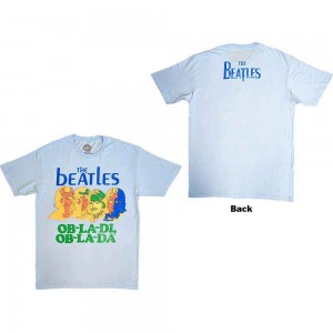 The Beatles Unisex T-Shirt: Vintage Ob La Di (Pale Blue) (Back Print) (X-Large)