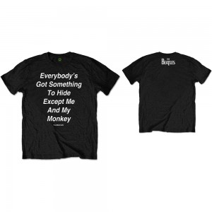The Beatles Unisex T-Shirt: Me and My Monkey (Black) (Back Print) (X-Large)