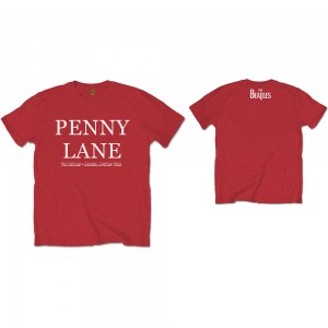 The Beatles Unisex T-Shirt: Penny Lane (Red) (Back Print) (Medium)