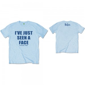 The Beatles Unisex T-Shirt: I´ve Just Seen A Face (Light Blue) (Back Print) (Large)
