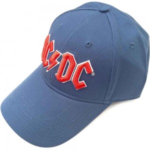 AC/DC Unisex Baseball Cap: Red Logo (Demin Blue)