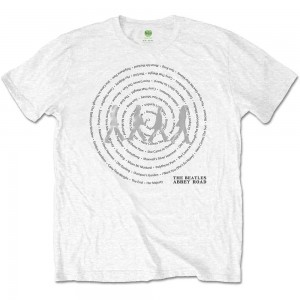 The Beatles Unisex T-Shirt: Abbey Road Songs Swirl Foiled (White) (Embellished) (X-Large)
