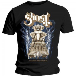 Ghost Unisex T-Shirt: Ceremony & Devotion (Black) (Large)