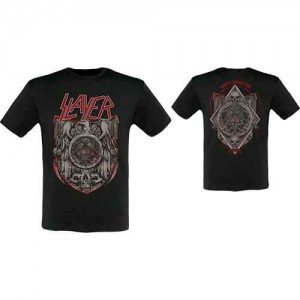 Slayer Unisex T-Shirt: Medal 2013/2014 Dates (Black) (Back Print/Ex. Tour) (Small)