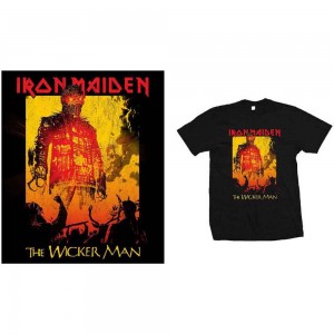 Iron Maiden Unisex T-Shirt: The Wicker Man Fire (Black) (Small)