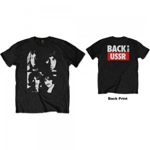The Beatles Unisex T-Shirt: Back In The USSR (Black) (Back Print) (Large)