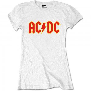 AC/DC Ladies T-Shirt: Logo (White) (Large)