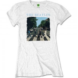 The Beatles Ladies Retail Pack T-Shirt: Abbey Road & Logo (White) (Small)
