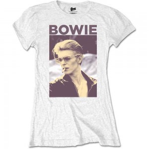 David Bowie Ladies Retail Pack T-Shirt: Smoking (White) (X-Large)