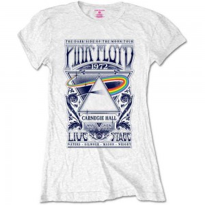 Pink Floyd Ladies Retail Pack T-Shirt: Carnegie Hall Poster (White) (Large)