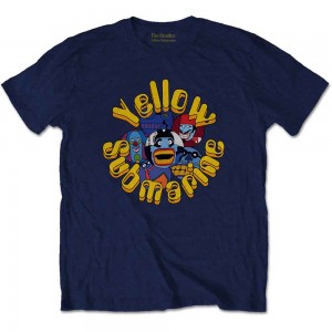 The Beatles Unisex T-Shirt: Yellow Submarine Baddies (Navy Blue) (Medium)