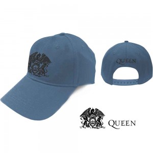 Queen Unisex Baseball Cap: Black Classic Crest (Denim Blue)