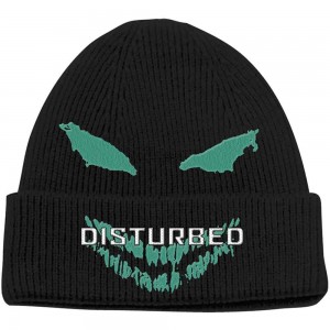 Disturbed Unisex Beanie Hat: Green Face (Black)