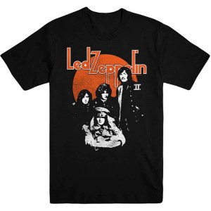 Led Zeppelin Unisex T-Shirt: Orange Circle (Black) (Medium)