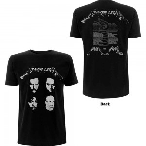 Metallica Unisex T-Shirt: 4 Faces (Black) (Back Print) (Large)