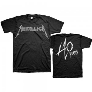 Metallica Unisex T-Shirt: 40th Anniversary Songs Logo (Black) (Back Print) (Large)