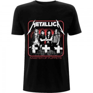 Metallica Unisex T-Shirt: Vintage Master of Puppets Photo (Black) (Medium)