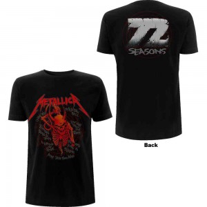 Metallica Unisex T-Shirt: Skull Screaming Red 72 Seasons (Black) (Back Print) (Medium)