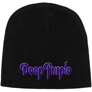Deep Purple Unisex Beanie Hat: Logo (Black)