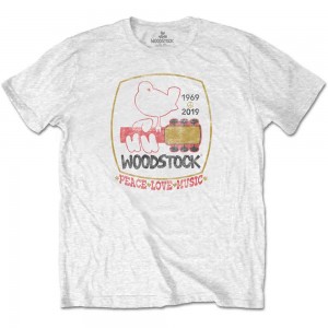 Woodstock Unisex T-Shirt: Peace Love Music (White) (XX-Large)