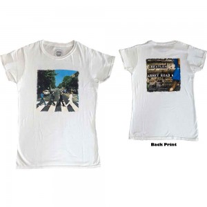 The Beatles Ladies T-Shirt: Vintage Abbey Road (White) (Back Print) (XX-Large)
