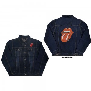 The Rolling Stones Unisex Denim Jacket: Classic Tongue (Back Print) (Medium)
