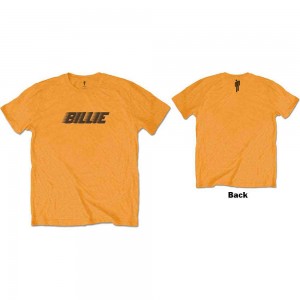 Billie Eilish Kids T-Shirt: Racer Logo & Blohsh (Orange) (Back Print) (13-14 Years)