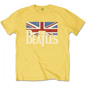 The Beatles Kids T-Shirt: Drop T Logo & Vintage Flag (Yellow) (11-12 Years)