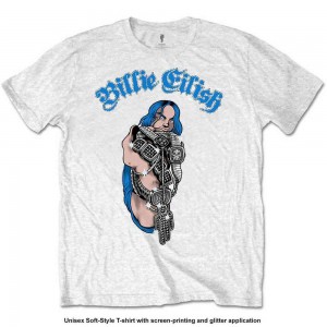 Billie Eilish Kids T-Shirt: Bling (White) (Glitter Print) (9-10 Years)