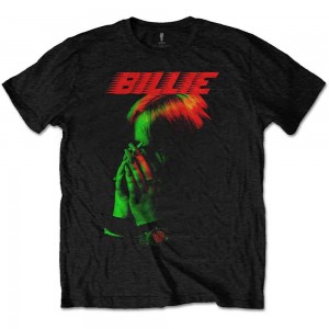 Billie Eilish Unisex T-Shirt: Hands Face (Black) (Large)