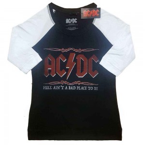 AC/DC Ladies Raglan T-Shirt: Hell Ain´t A Bad Place (Black & White) (XXX-Large)