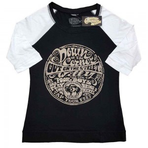 Creedence Clearwater Revival Ladies Raglan T-Shirt: Down On The Corner (Black & White) (Small)