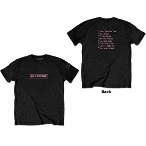 BlackPink Unisex T-Shirt: The Album Track list (Black) (Back Print) (Medium)